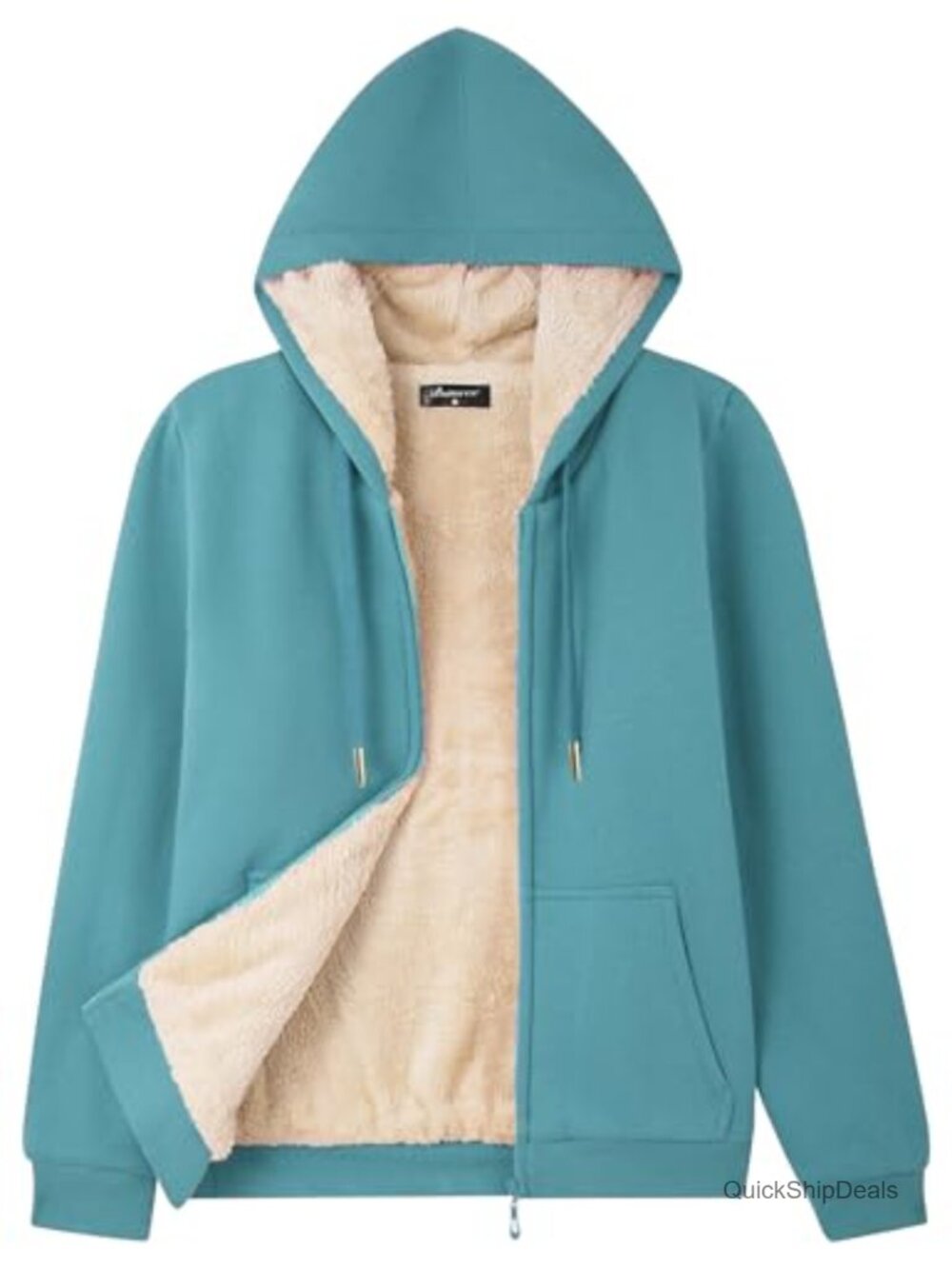 Womens Fleece Lined Zip Up Hoodie Jacket Cozy Warm Sherpa Sweatshirt Heavyweight